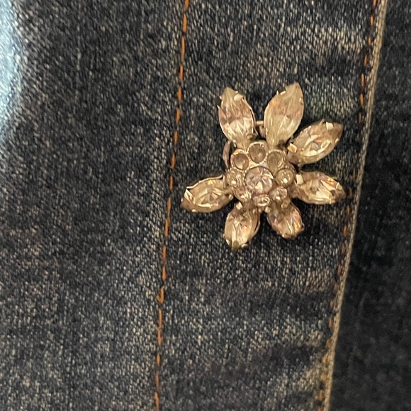 Ladies denim jacket with cheetah print - jewels - size 1x - Picture 6 of 7